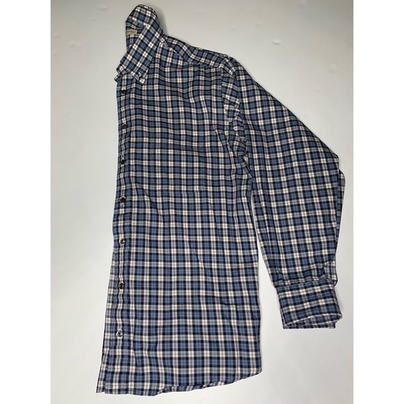 Burberry Authentic Blue Plaid Button Down Shirt - LARGE - Picture 2 of 5